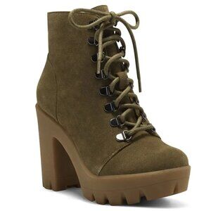 NWT! Jessica Simpson Olive Green Mistah Platform Ankle Bootie - Size 7